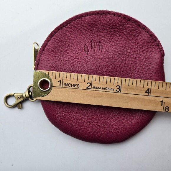Portland Leather Goods Round Gordita Coin Pouch Bag Charm Wallet Hot Pink - Picture 7 of 9
